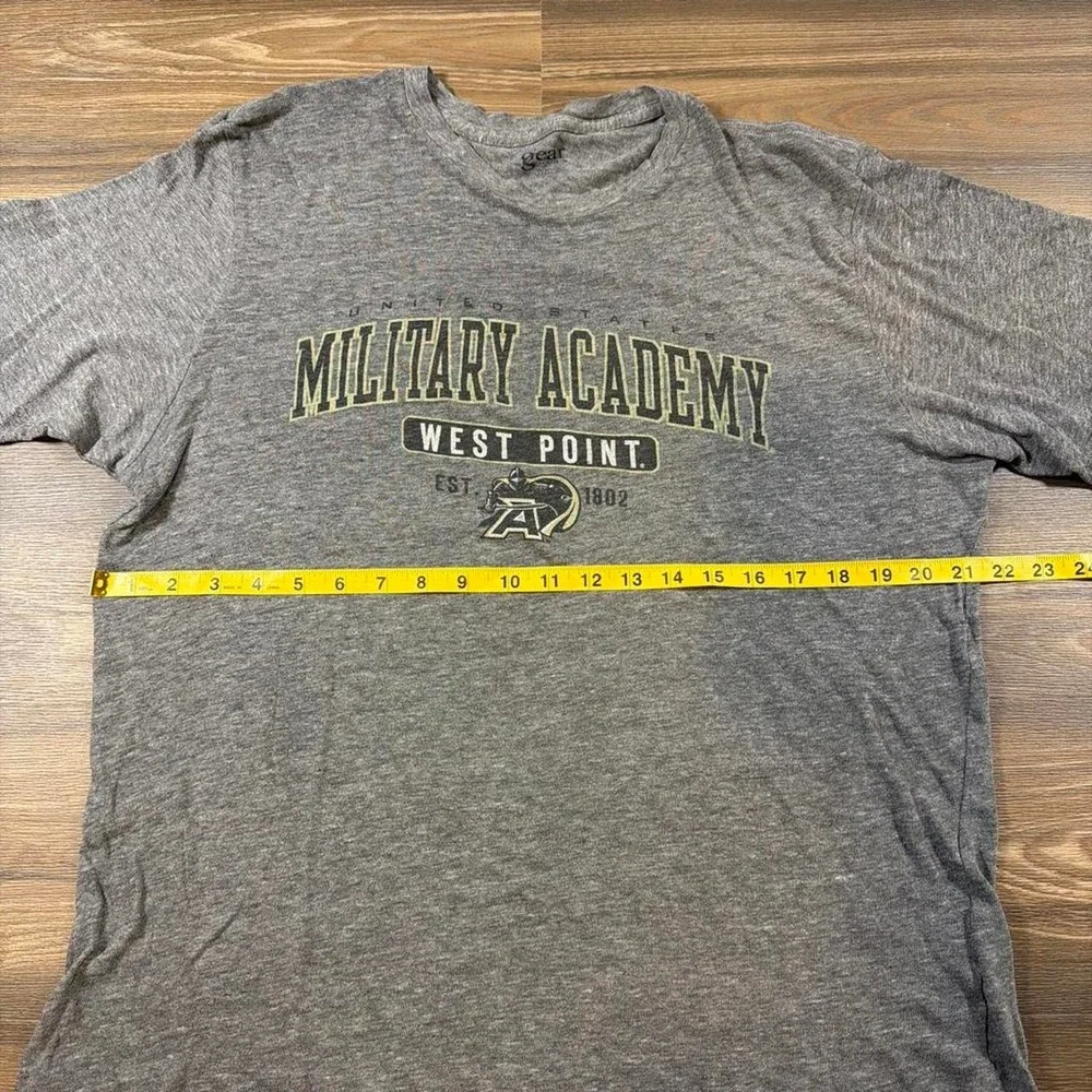 Gray West Point Military Academy t-shirt with 'MILITARY ACADEMY'